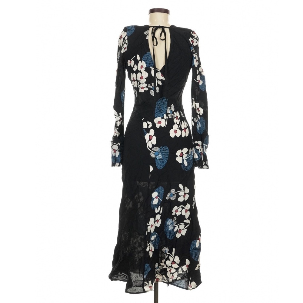 Mint Velvet Black Floral Midi Dress Size 6 Romantic Boho Wedding Guest - Picture 7 of 11